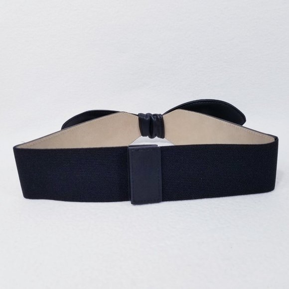 INC Vegan Black Bow Wide Stretch Belt - NWT - Picture 3 of 8